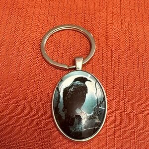 Raven Silver Keychain
